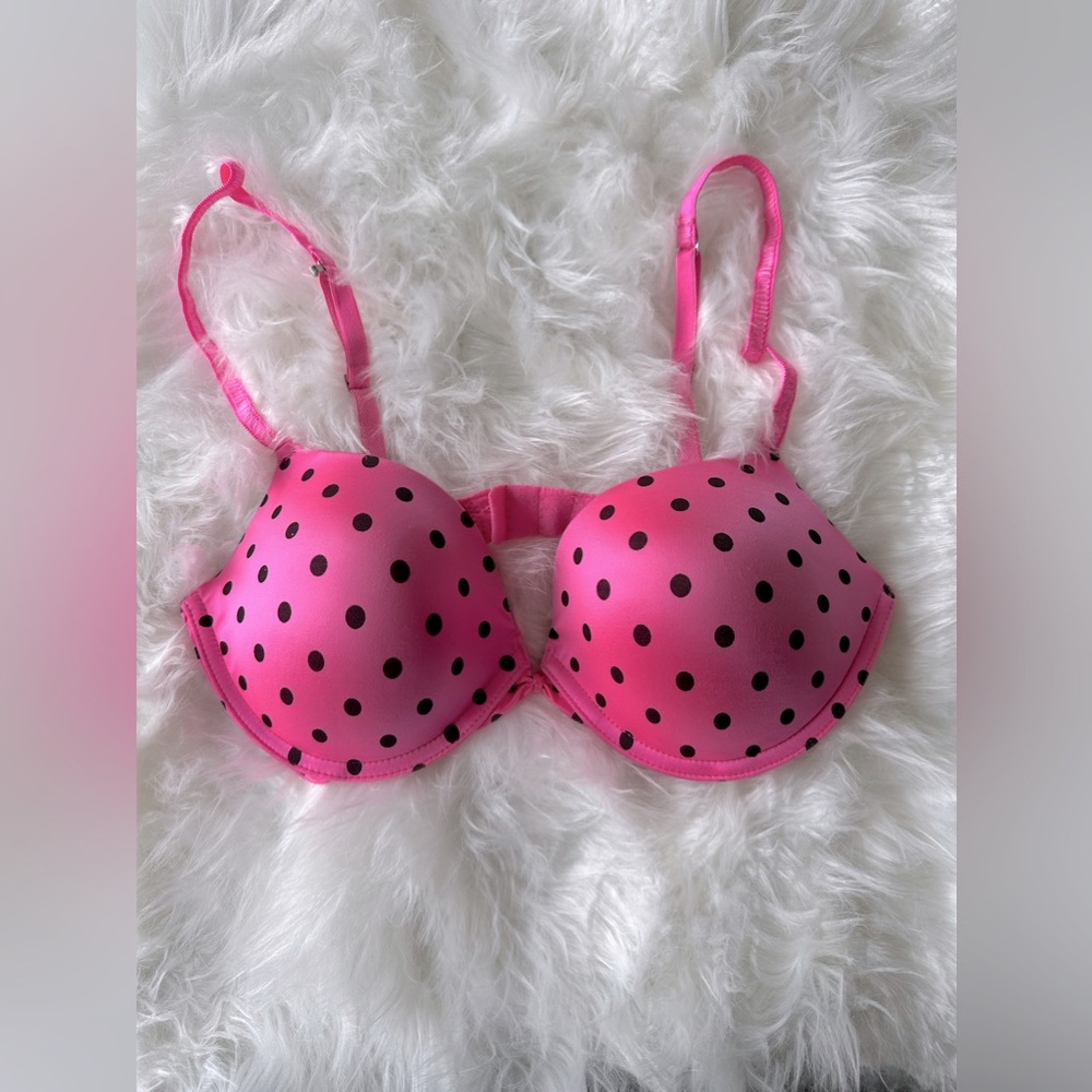 PINK Victoria’s Secret Ultimate Push-Up Pink Polkadot Bra 36B